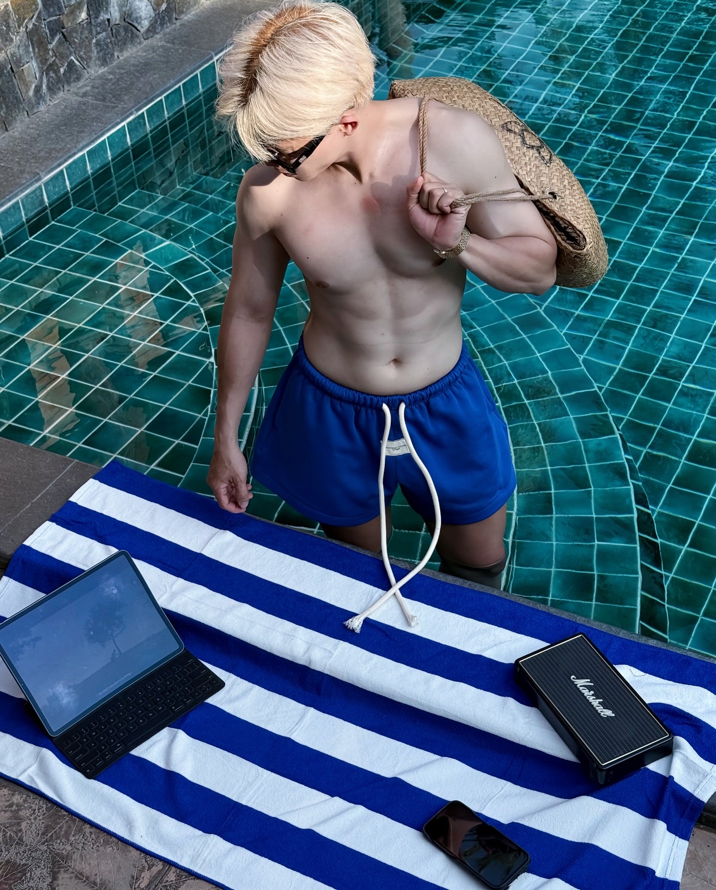 IDH SIGNATURE COBALT SWEATSHORTS