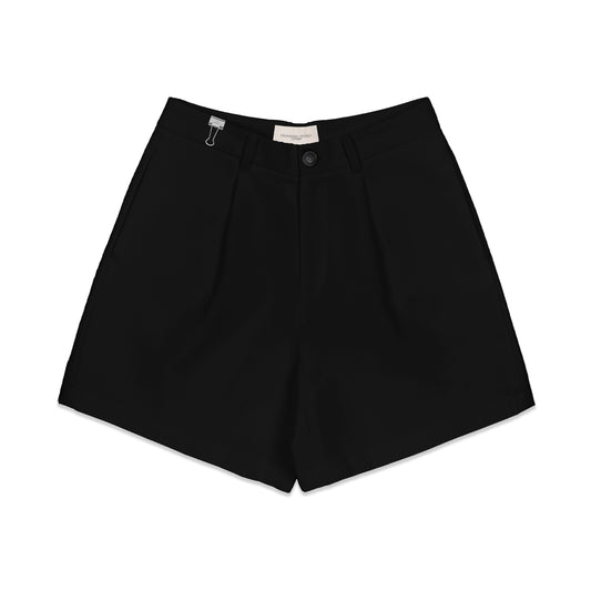 LOW WAIST BLACK LINEN LAINE SHORTS